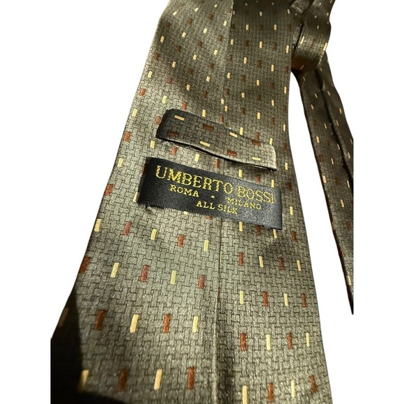 UMBERTO BOSSI Roma Milano All Silk Tie Geometric Necktie Corpcore Office Career - Picture 3 of 3